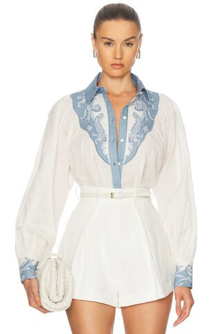 HEMANT AND NANDITA Fiza Shirt in Ivory | FWRD 