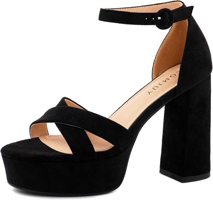 High Heel Chunky Platform Heel Sandals for Women, Chunky Heels Strappy Heels Platform Sandals Wom... | Amazon (US)