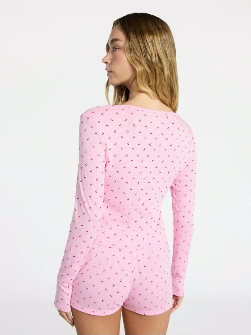 No Boundaries Sleep Pointelle Knit Cardigan, Women’s XXS-3X | Walmart (US)