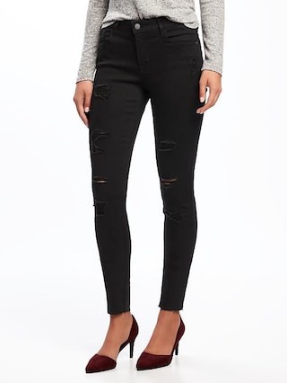 Old Navy Mid Rise Raw Edge Rockstar Jeans For Women Size 0 Regular - Blackjack | Old Navy US