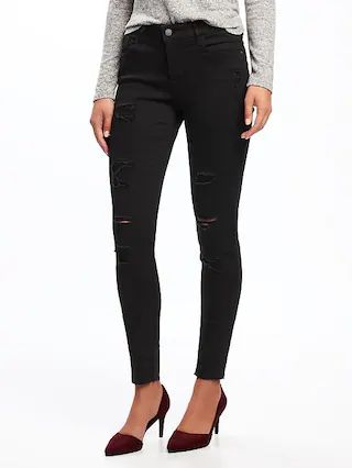 Mid-Rise Raw-Edge Rockstar Jeans for Women | Old Navy US