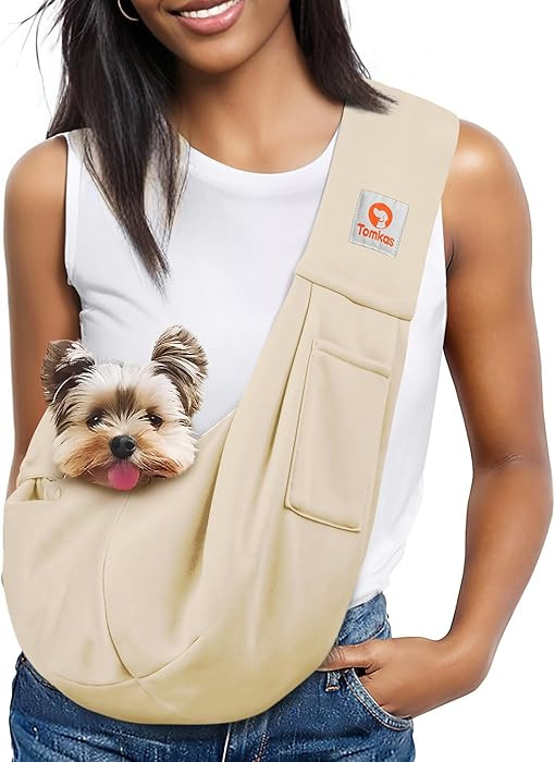 Tomkas Small Dog Sling Carrier - Classic Pocket & Classic Strap - for 3-10 lbs Pets(Cream) | Amazon (US)