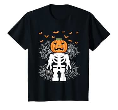 Halloween Skeleton Pumpkin Master Builder Blocks Building T-Shirt | Amazon (US)