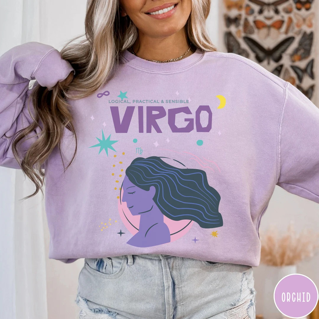 Virgo Zodiac Comfort Colors Sweatshirt Astrology Birth Sign Sweater Horoscope Shirt Birthday Gift... | Etsy (US)