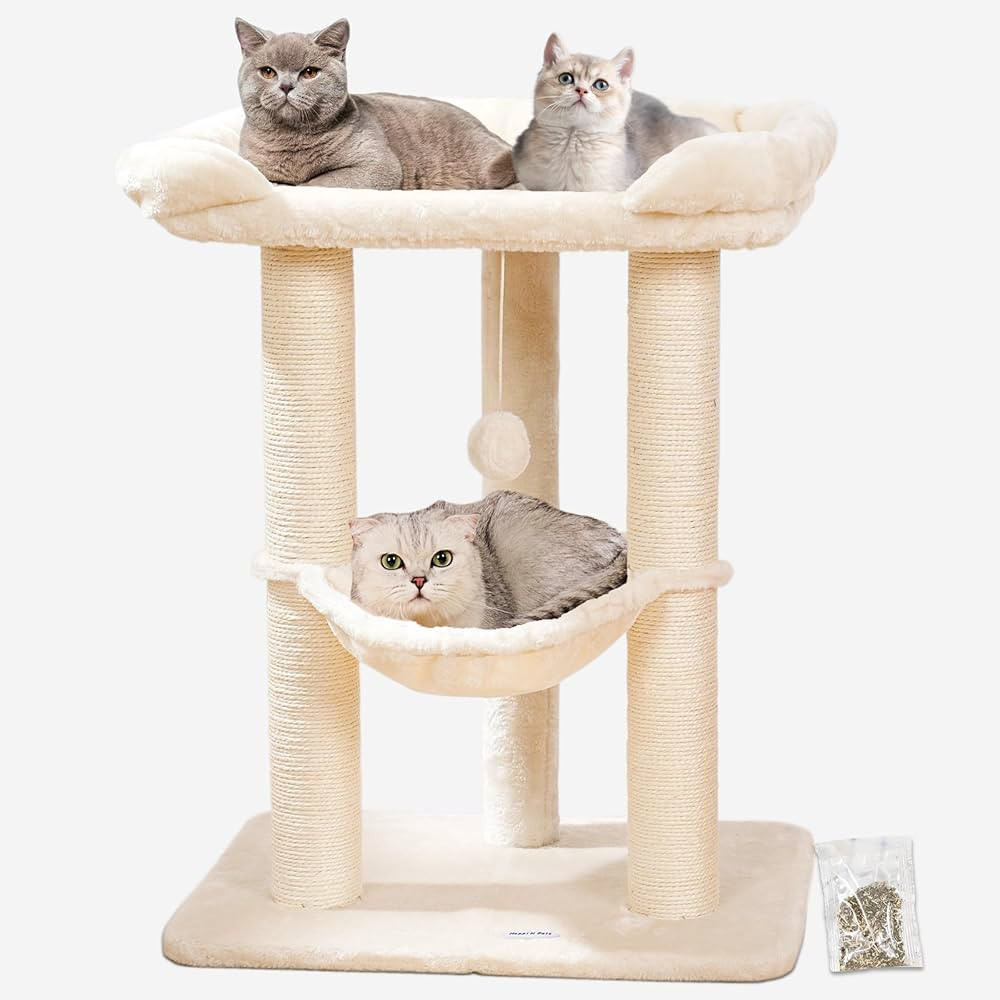 Happi N Pets 28" Cat Tree, Large Bed for Big Cats, Small Cat Tower with Soft Perch for Window Vie... | Amazon (US)