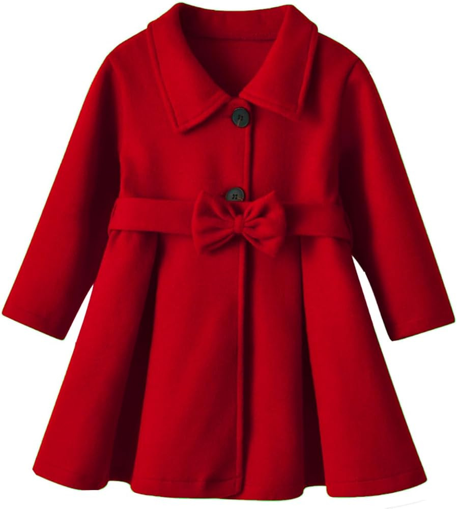 Toddler Baby Girl Clothes Jacket Coat Long Sleeve Solid Color Buttons Dress Coat Fall Winter Outf... | Amazon (US)
