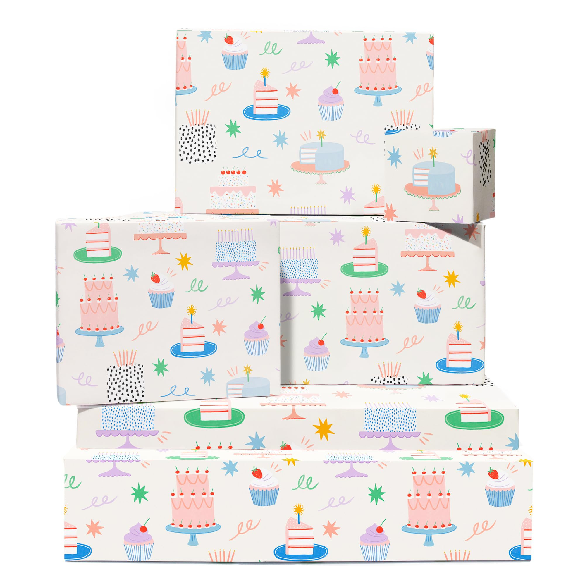 CENTRAL 23 Birthday Wrapping Paper For Women - 6 Sheets Of Girly Gift Wrap For Her - Birthday Cak... | Amazon (US)