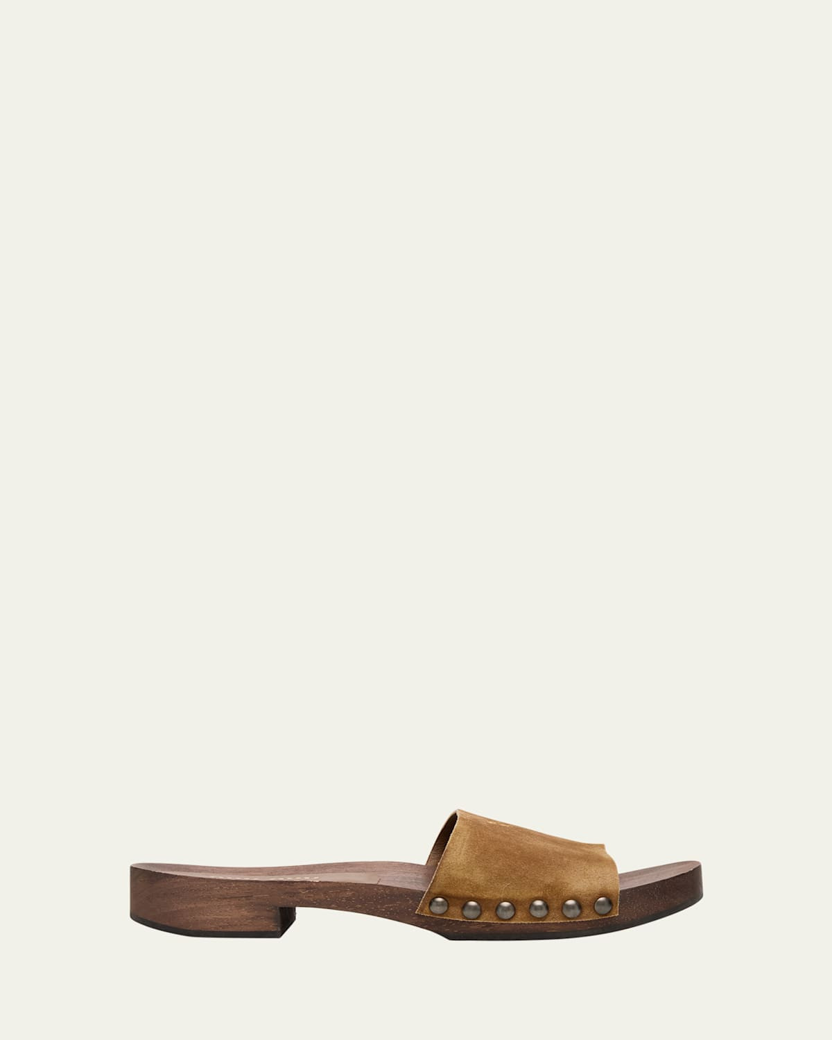 Suede Logo Slide Clogs | Bergdorf Goodman
