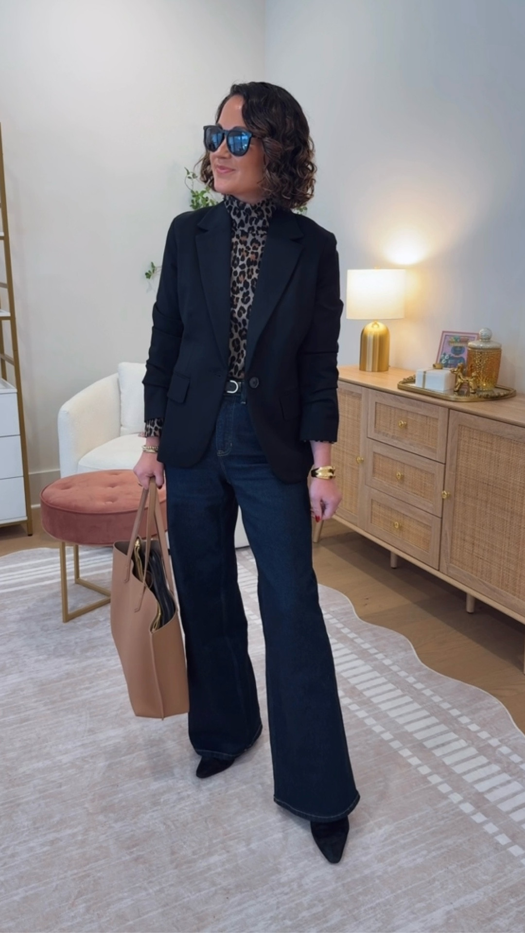 Sharing a new favorite outfit idea from Spanx! These are my favorite dark wash jeans paired with the leopard print top and tailored blazer for a business casual work look, have linked everything here for you to shop PLUS Use Code BESTYLEDCOXSPANX for 15% off first time purchases plus free shipping! Wearing XS in all pieces (regular length in jeans because I wanted to wear them with heels and Boots) 
@Spanx #spanxpartner

#LTKootd #LTKWorkwear #LTKOver40