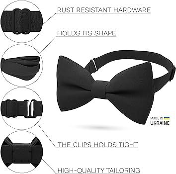 Black Bow Ties for Men Cool Black Bow Tie - Fabric Pretied Unisex Adjustable Big Colorful Fashion... | Amazon (US)