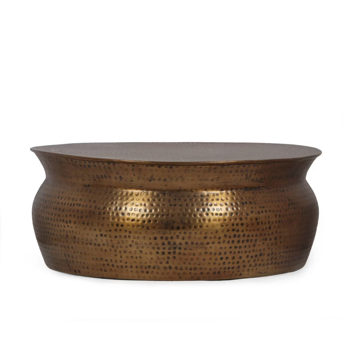 Blairmont Modern Handcrafted Aluminum Drum Coffee Table Aged Brass - Christopher Knight Home: No ... | Target