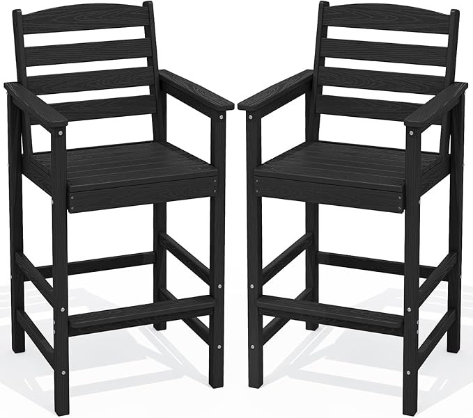 SERWALL Tall Adirondack Chairs Set of 2, Oversize Balcony Adirondack Chairs Set, Outdoor Bar Heig... | Amazon (US)