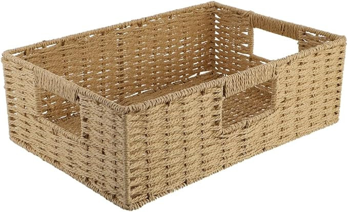 Handwoven Rattan Storage Basket Wicker Sundries Organizer Living Room Bedroom Kitchen Multi Purpo... | Amazon (US)