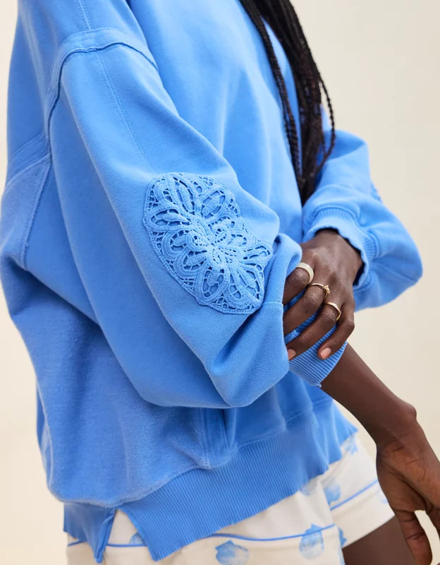 Aerie Keep It Light Crochet Crew Sweatshirt | American Eagle Outfitters (US & CA)