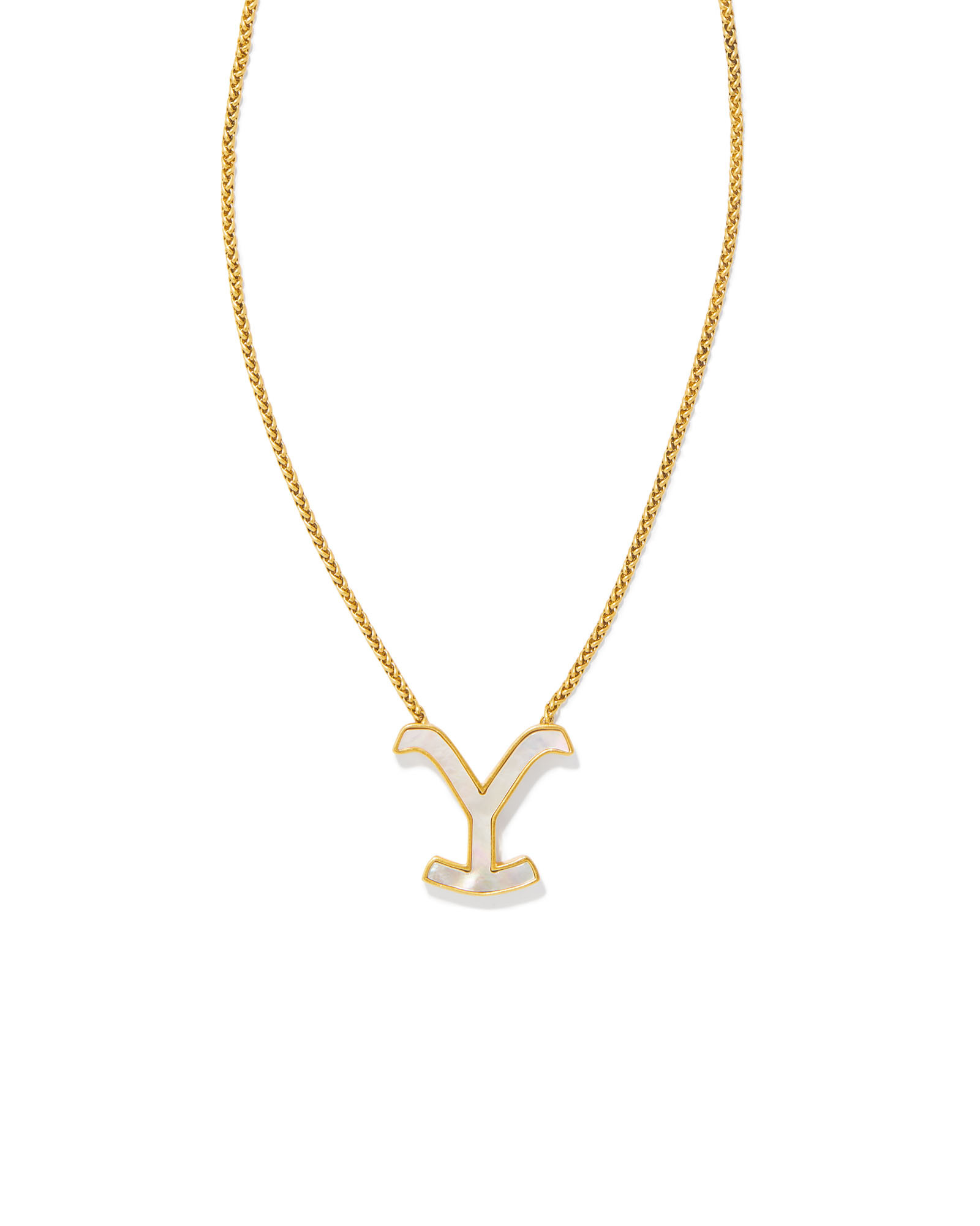 Yellow Rose by Kendra Scott x Yellowstone™ Vintage Gold Dutton Pendant Necklace in Ivory Mother... | Kendra Scott