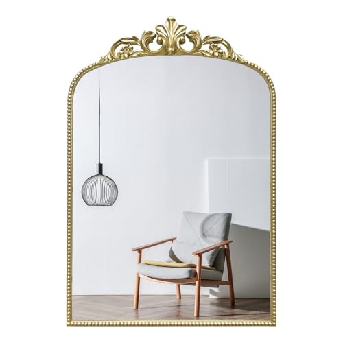 Ornate Gold Mirror for Vanity 24x36 Inch,Vintage Arched Wall Mirror,Baroque Antique Bathroom Mirrors Ornate Antique Decor for Vanity/Bedroom/Hallway/Fireplace | Amazon (US)