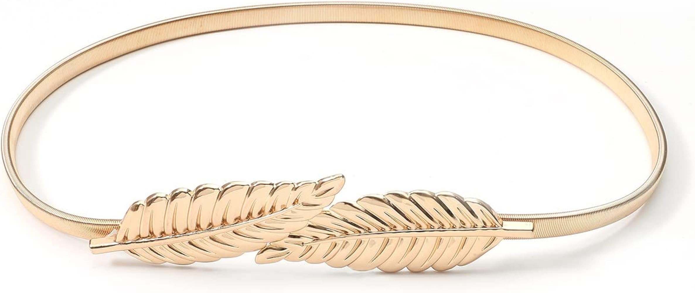 Liitata Metal Elastic Chain Leaf Belt Skinny Metal Stretch Waist Belt Fashion Dress Belt with Int... | Amazon (UK)