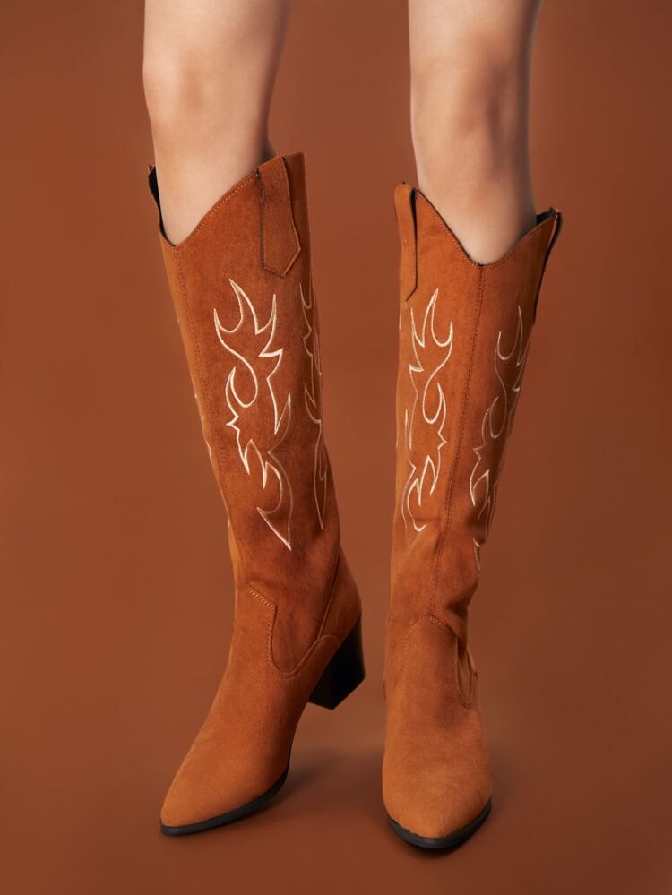 ROMWE Goth Cowgirl Zip Back Western Boots | SHEIN