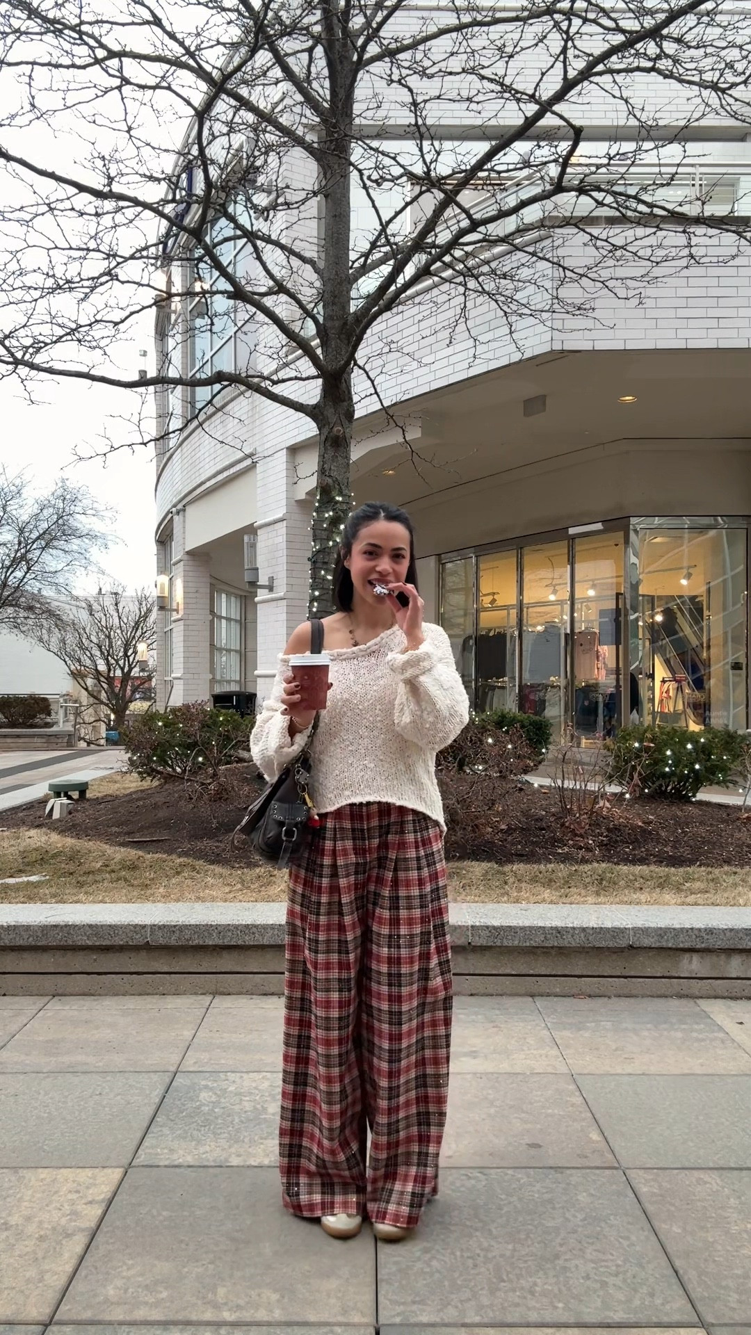 Wearing XS in the sweater and XS Petite in the pants!