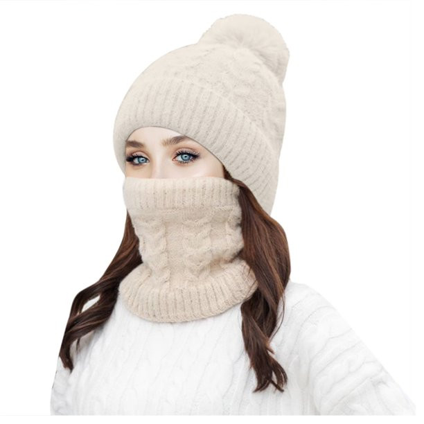 Beanie Hats Scarf Set for Women Warm Knit Hat Thick Fleece Lined Skull Cap Windproof Ski Hat Wint... | Walmart (CA)