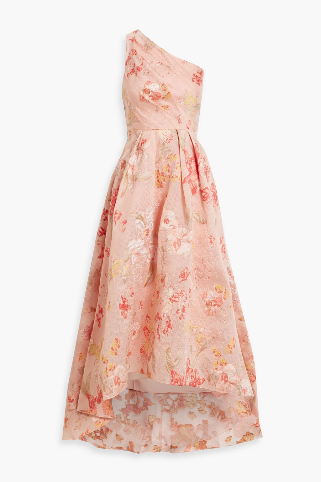 One-shoulder pleated brocade gown | The Outnet (APAC)