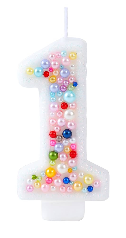 1 Birthday Candle Rainbow Number 1 Candles with Colorful Pearl for Sweet Macaron Theme 1st Birthd... | Amazon (US)