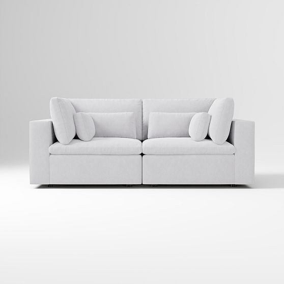 Harmony Modular 86"" 2-Piece Sofa, Standard Depth, Multi-Seat, Deluxe Velvet, Frost Gray | West Elm (US)