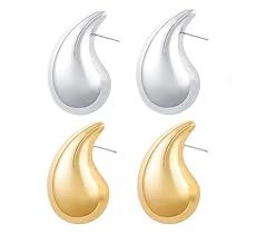 2 Pairs Earrings Dupes Chunky Gold Hoop Earrings for Women Girls,18k Gold Lightweight Hollow Open... | Amazon (US)