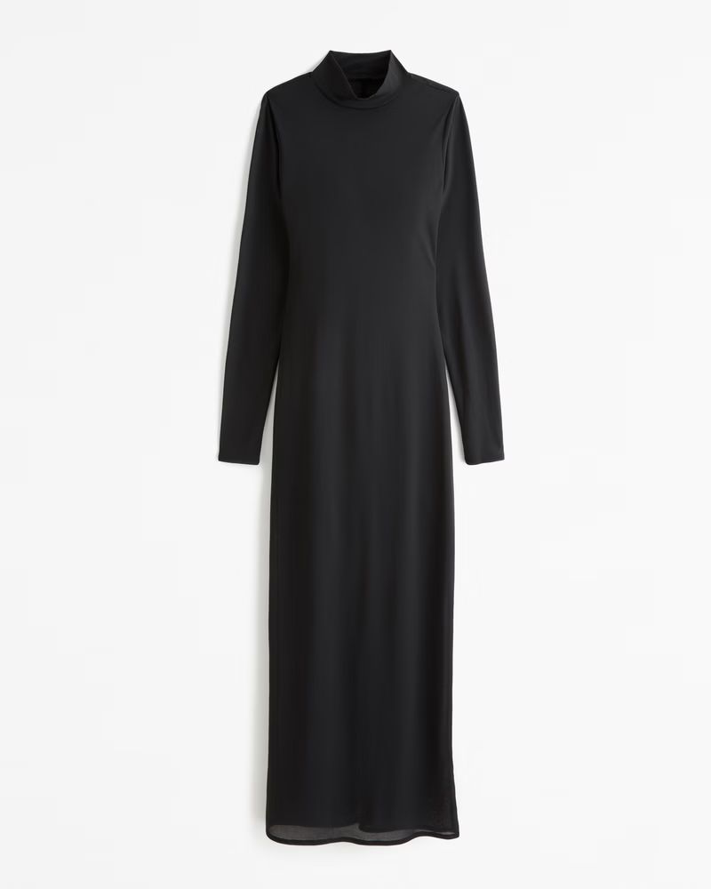 Long-Sleeve Mesh Maxi Dress | Abercrombie & Fitch (US)