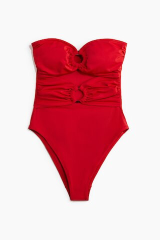 H & M - Bandeau-Badeanzug mit wattierten Cups - Rot - Damen | H&M (DE, AT, CH, NL, FI)