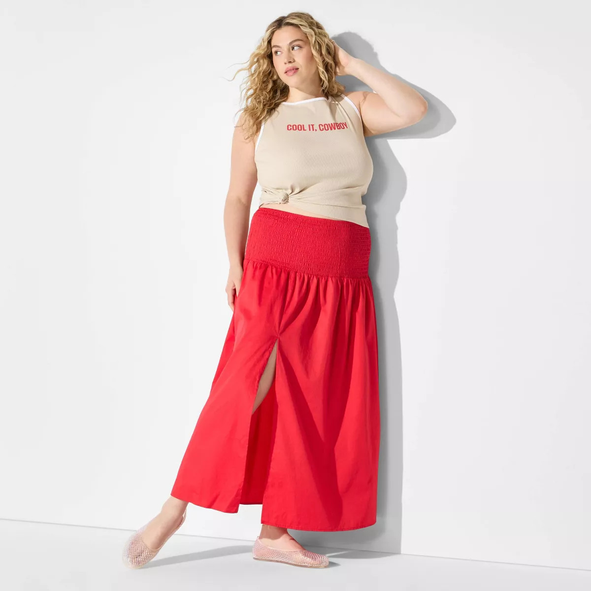 Women's Smocked Waist Maxi Skirt - Wild Fable™ Cherry Red XXL | Target