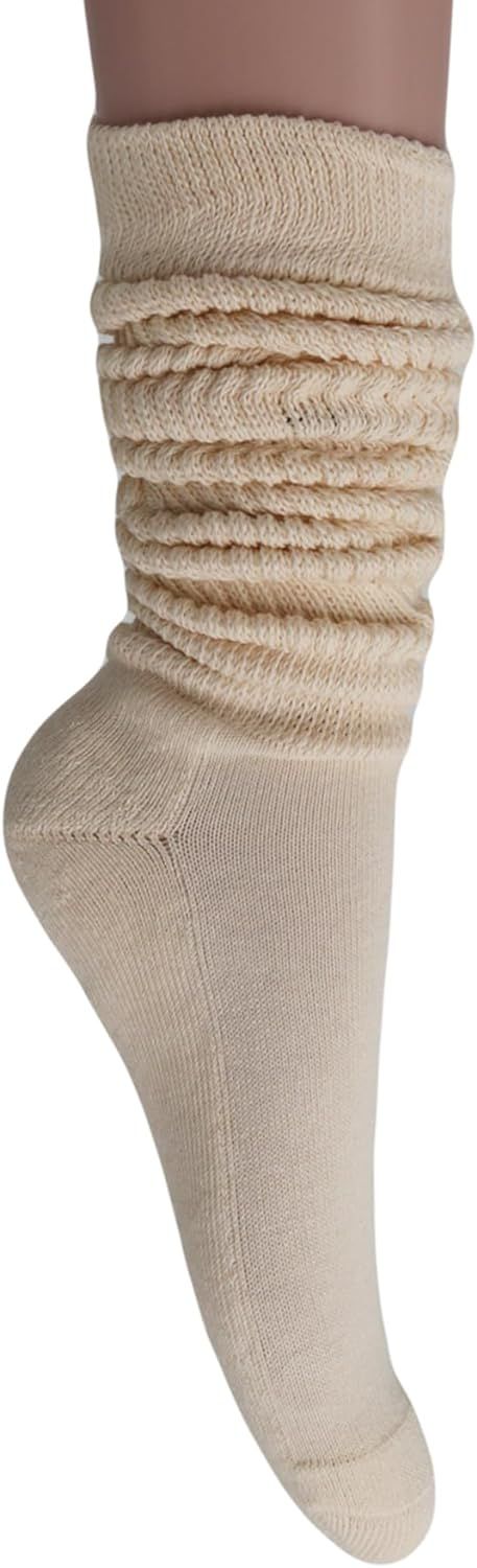 AWS/American Made Women's Extra Long Heavy Slouch Cotton Socks Shoe Size 5 to 10 | Amazon (US)