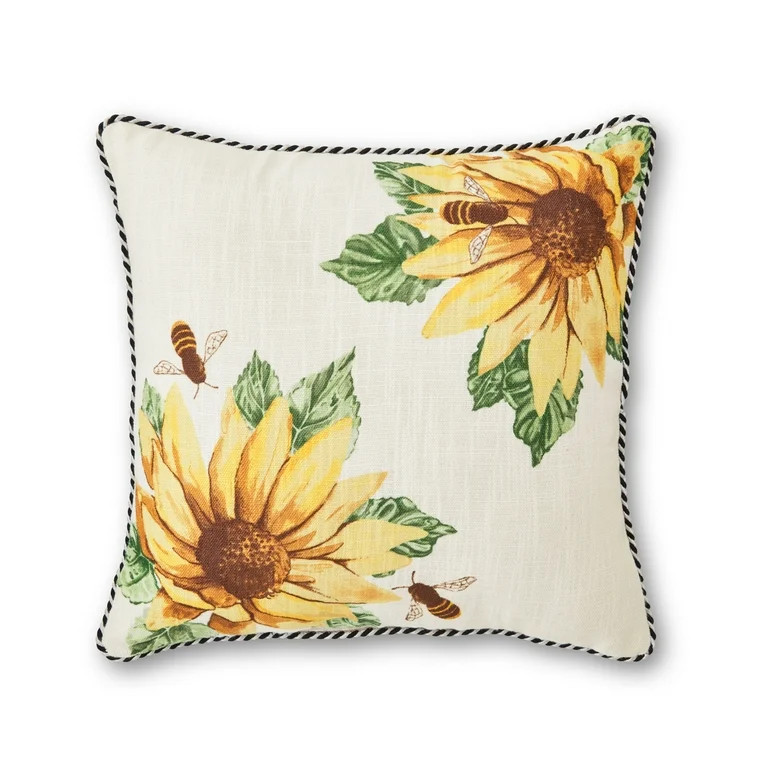 Better Homes & Gardens 18" x 18" Sunflower Outdoor Pillow | Walmart (US)
