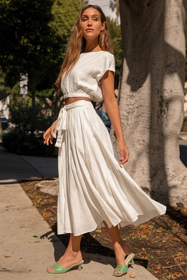 Brings You Back Ivory Two-Piece Midi Dress | Lulus