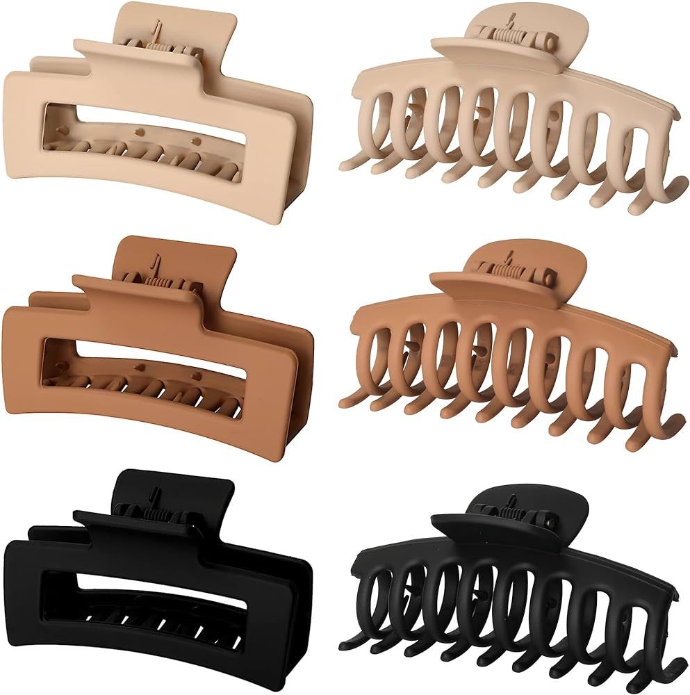 Vsiopy 6 Pack 4.3 Inch Large Claw Clips for Women Big Hair Clips for Thick Hair, Strong Hold Matt... | Amazon (US)