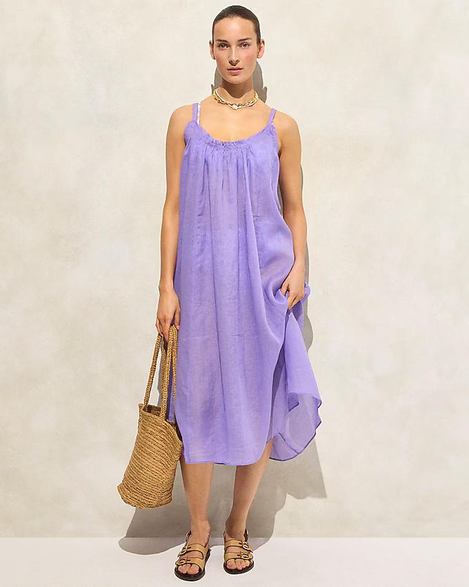 Trapeze midi dress in ramie | J. Crew US