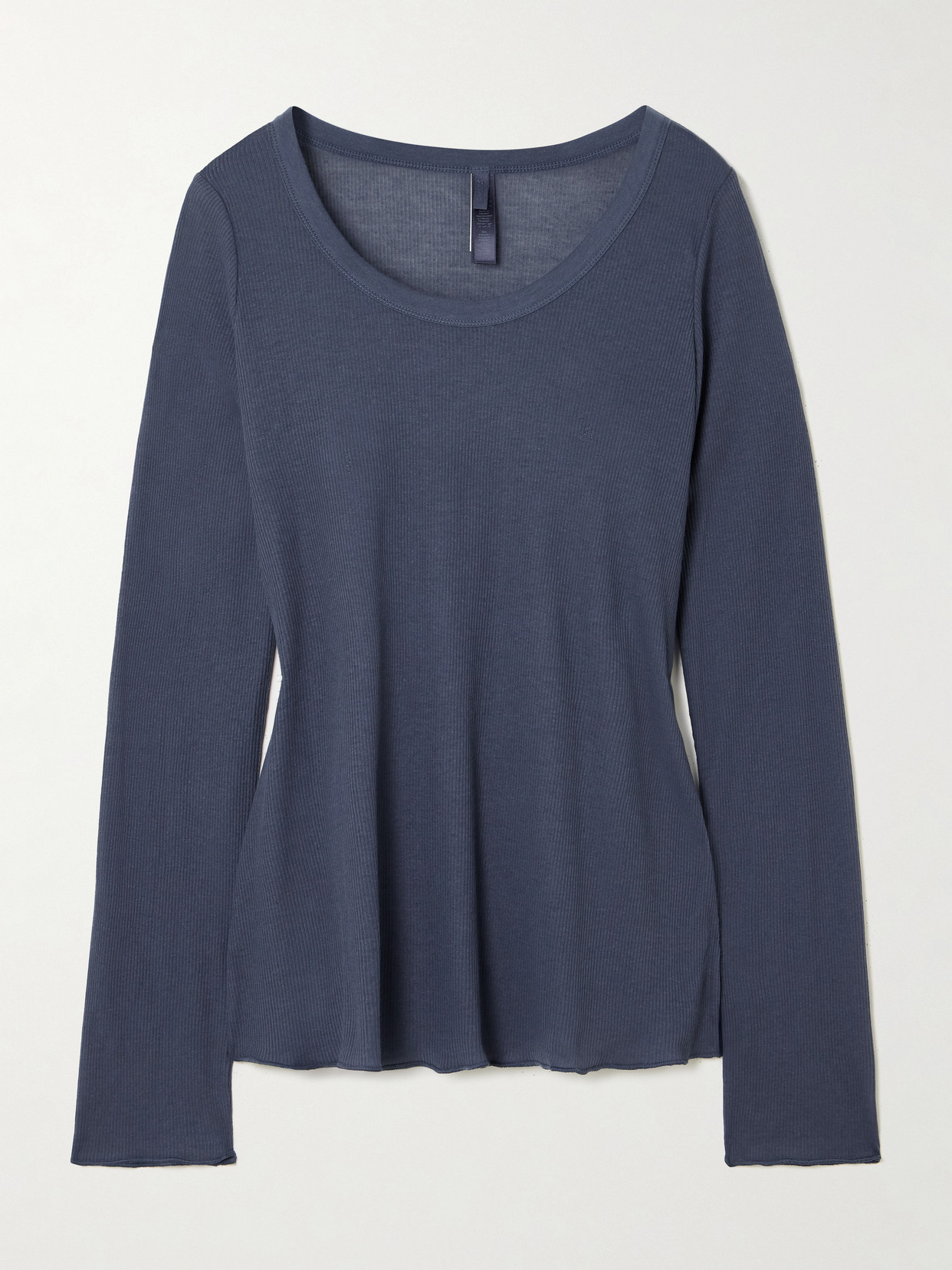 SKIMS - Sheer Rib Long Sleeve Crew Neck Top - Sleet | NET-A-PORTER (US)