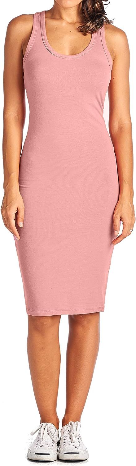 Women's Fitted Sleeveless Racerback Midi Bodycon Tank Dress | Amazon (US)