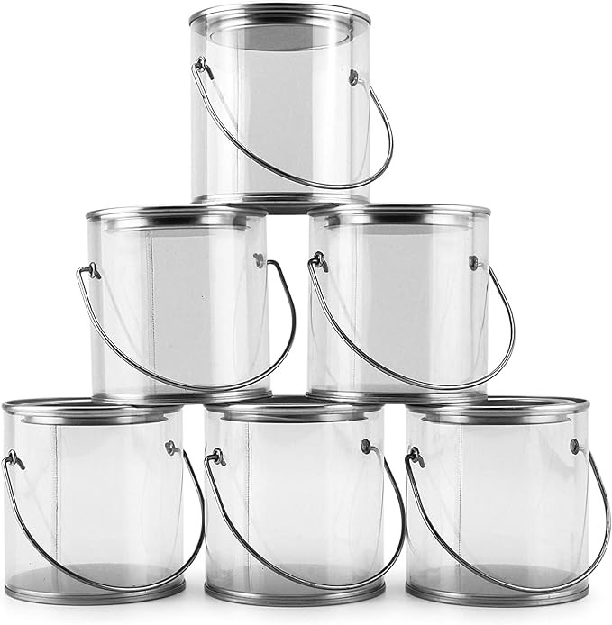 Mini Clear Plastic Paint Cans (6-Pack), Little 3-Inch Tall Miniature Crafts and Party Favor Cans;... | Amazon (US)