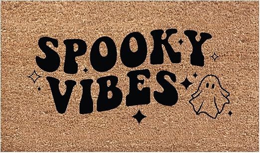 Halloween Happy Halloween Outside Door Mat Coir Print Halloween Ghost Hey Boo Pumpkin Spider 23×... | Amazon (US)