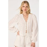 ASTR the Label | Leah Eyelet Tie-Front Top in White | Size S | ASTR The Label (US)