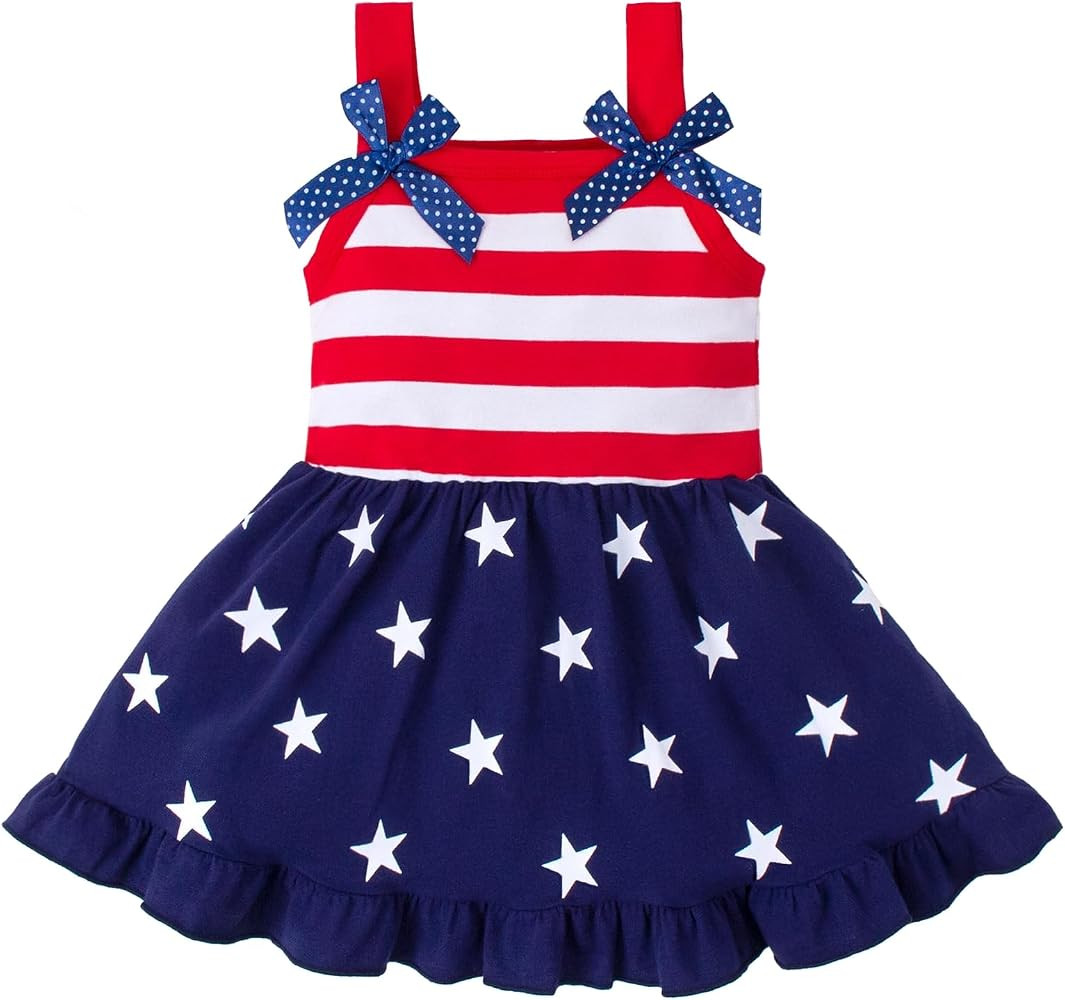 Magic Park 6M-12Y Toddler Independence Day Dress Girl 4th of July Outfits Kid Girls Stars Stripes... | Amazon (US)