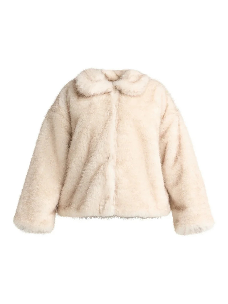 Time and Tru Women's Long Faux Fur Jacket, Sizes XS-3X | Walmart (US)