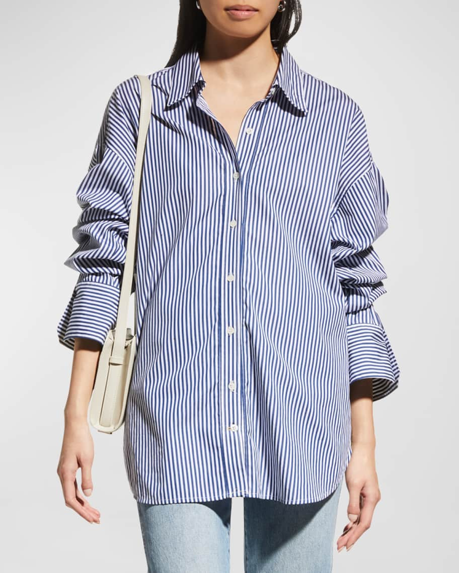 A.L.C. Monica Pinstriped Button-Front Top | Neiman Marcus