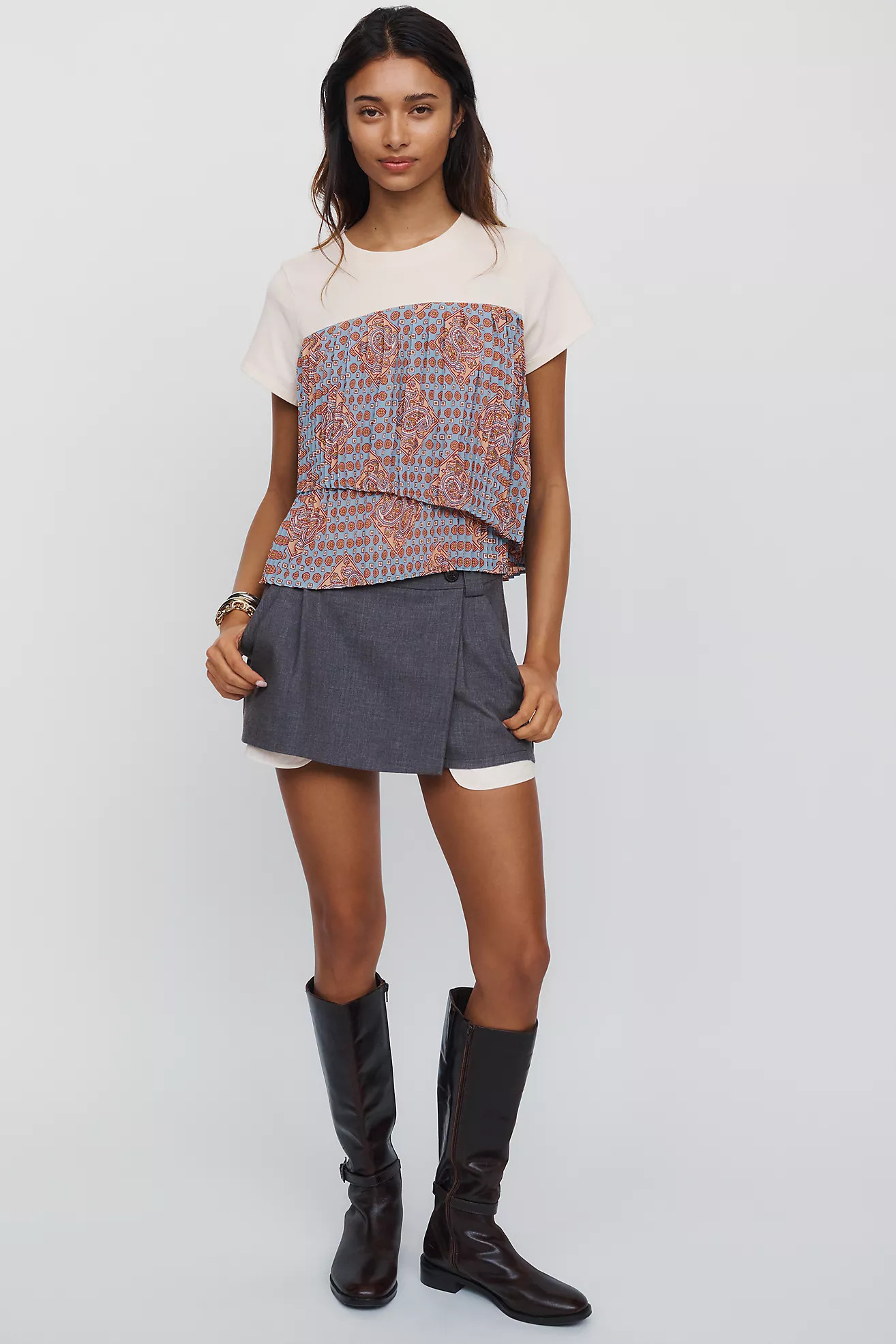 Pleated Twofer Tee | Anthropologie (US)