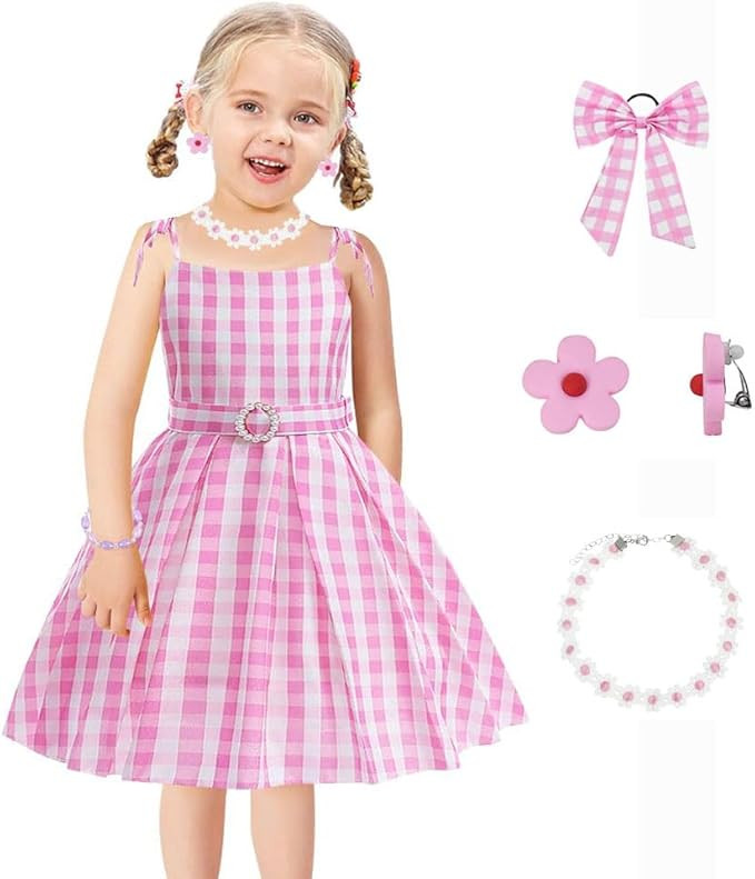TUTUYO 2023 Girls Pink Gingham Dress Cosplay Costume for 4-12Y | Amazon (US)