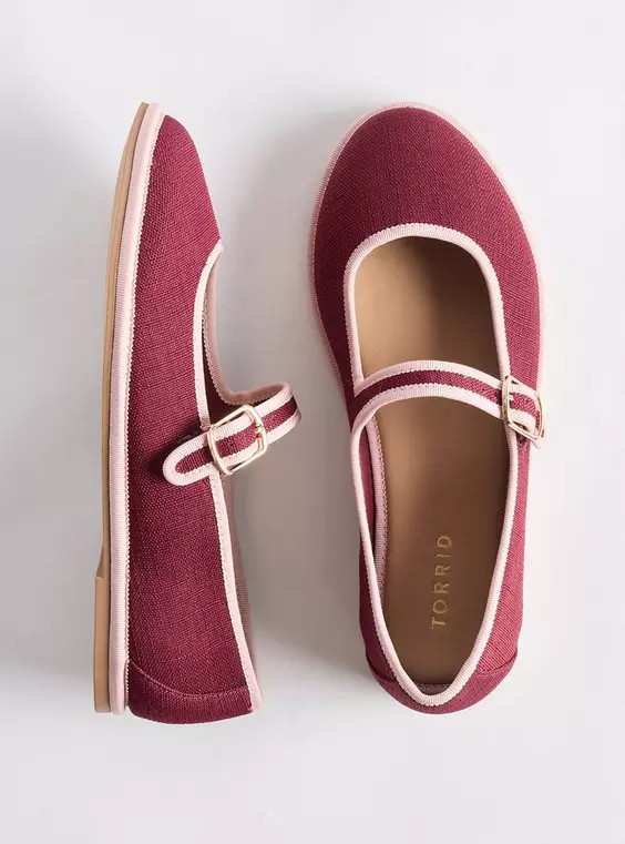 Mary Jane Ballet Flat (WW) in Burgundy | Torrid (US & Canada)