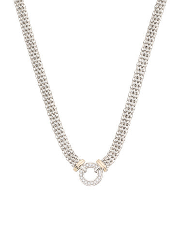 Made In Italy Sterling Silver And 14kt Gold Mesh Chain Necklace | TJ Maxx