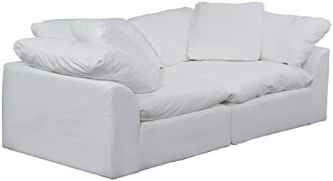 Sunset Trading Cloud Puff 2 Piece Modular Performance White Sectional Slipcovered Sofa, Moisture ... | Amazon (US)
