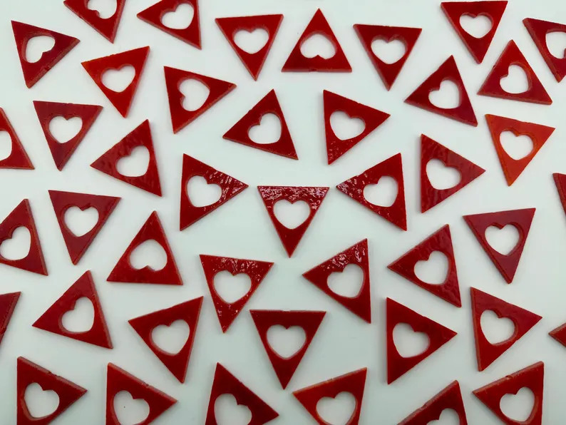 NEW ITEM!! COE90 Waterjet Cut Heart Pennant Cut on 3mm Red Opal Fusible Art Glass for Glass Fusin... | Etsy (US)